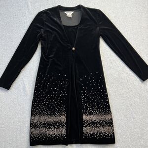Vintage Nina Piccalino Layered Dress 6 Black Velour Beaded Long Sleeve Whimsy